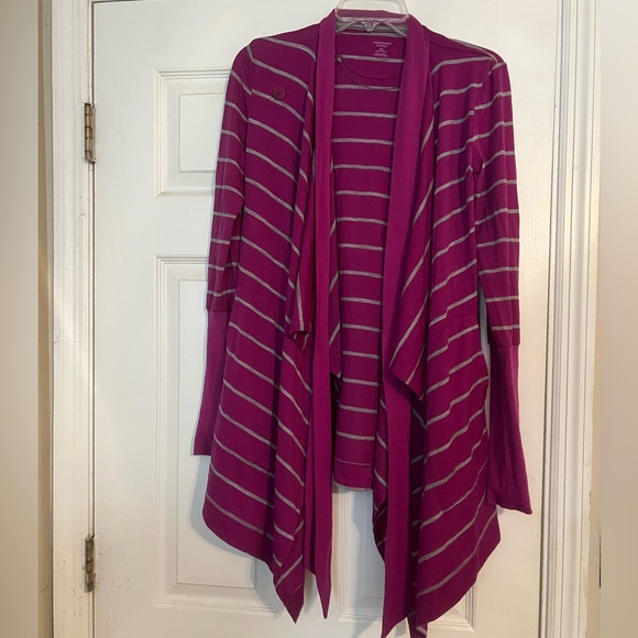Icebreaker Sweaters - Icebreaker Magenta Striped Cardigan